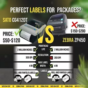 SATO CG412DT-LAN vs Zebra ZP450 Compact Direct Thermal Barcode Label Printers - Picture 1 of 24