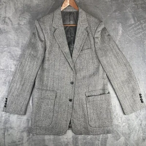 Vtg Joe Namath Signature Sport Coat 42L Black Herringbone Wool 2-Button Jacket - Picture 1 of 23