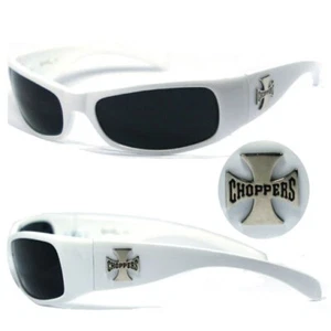 New Choppers Men Motorcycle Biker Sunglasses UV400 White Frame C11 B - Picture 1 of 2