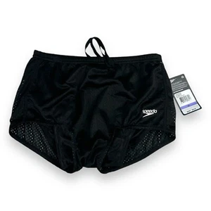Speedo Men's Square Leg Poly Mesh Training Swimsuit - Speedo Black, Size 26 - Picture 1 of 3