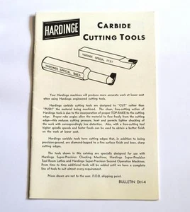 HARDINGE DH-4 HARTMETALL-SCHNEIDWERKZEUGE PROSPEKT - Bild 1 von 2