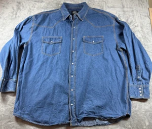 Key Apparel Men’s Denim Shirt Button Up Work Long Sleeve Blue Size 3XL Tall - Picture 1 of 6