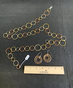 RLM Studio Robert Lee Morris Sterling 925 Brass Copper Circles Necklace Earrings - Picture 1 of 13