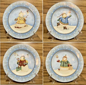 SET OF 4 - ONEIDA / SAKURA DEBBIE MUMM - SNOW FAIRIES HOLIDAY 8" SALAD PLATES - Picture 1 of 8