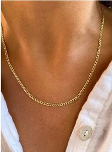 14 Karat massive Gelbgold kubanische Gliederkette Halskette 2 mm -22 Zoll - Bild 1 von 5