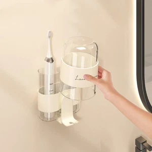 Wall Mounted Toothbrush Storage Rack Set Tooth Cup Holder Set for Toothpaste - Picture 1 of 14