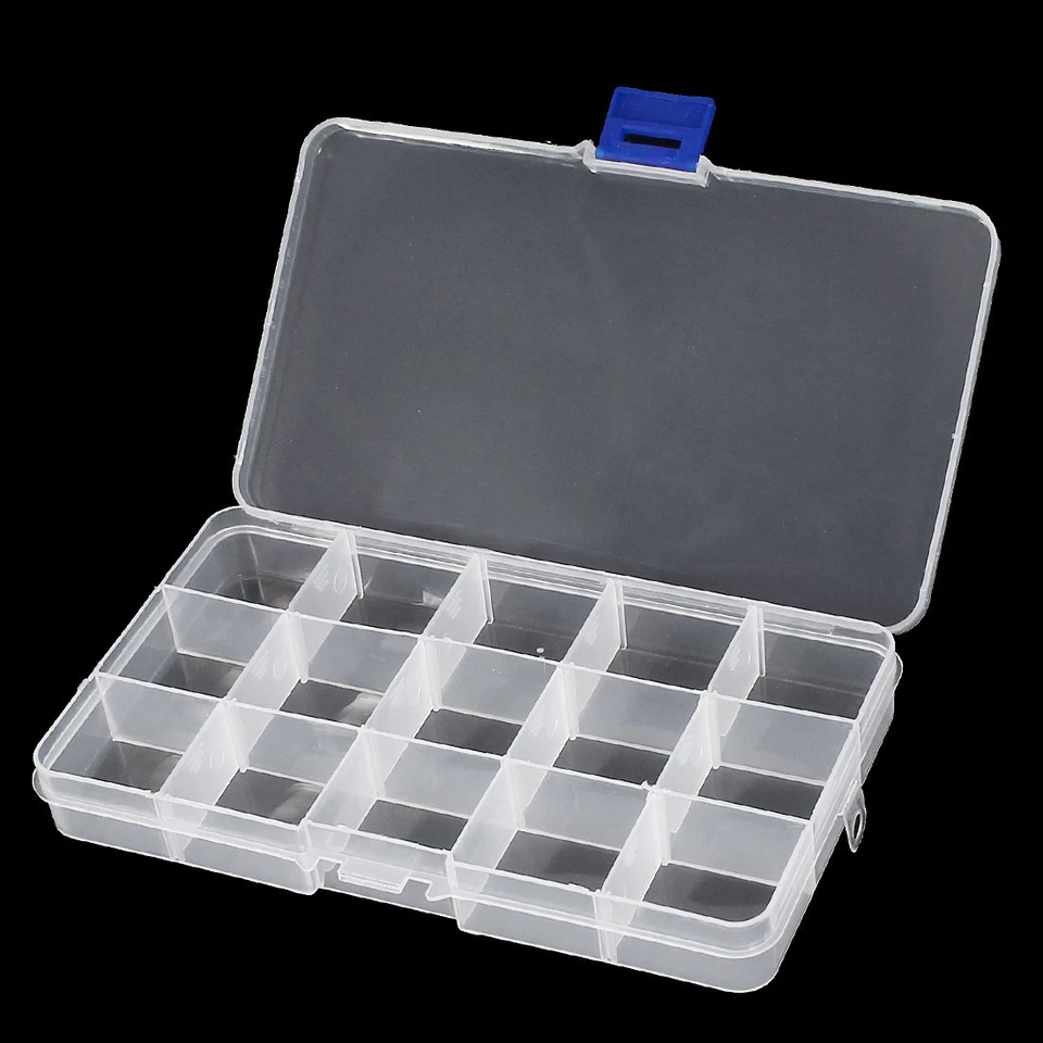 Clear Plastic 15 Compartments Screws Electronic Component Storage Box Case - Image 1 of 1