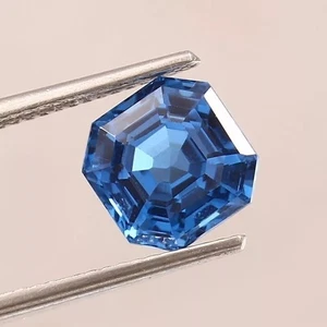 Unbeheizter 9,12 kt brasilianischer Indicolith blauer Turmalin lose Asscher-Schliff Edelstein - Bild 1 von 4