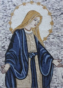 Mosaic Marble Artistic Virgin Mary Icon Tile ART - Picture 1 of 1