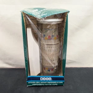 Taza Dixie 1988 baño montaje en pared dispensador de plástico marfil y tazas de tulipán - Imagen 1 de 5