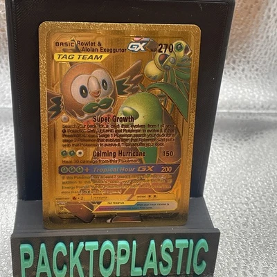 Rowlet & Alolan Exeggutor Gold Foil Fan Art Vinyl Collector Pokemon Promo P2 - Image 1 of 2