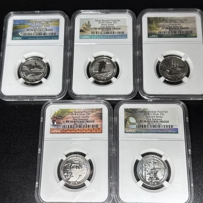 2018-S Silver ATB Quarter Set - NGC REVERSE PF70 Ultra Cameo FIRST RELEASES - Image 1 of 2