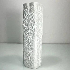 Jarrón Schwahn Lorenz Hutschenreuther Brutalist Blanco Modernista Bisque Porcelana - Imagen 1 de 8