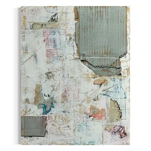 Original Mixed Media Abstrakte Kunst Collage Gemälde 11x14 "Spalte" - Bild 1 von 6