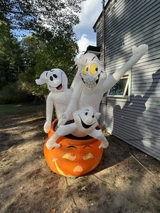 Gemmy 3 Ghosts On A Jack O Lantern Halloween 8 Ft Tall Airblown Inflatable Vtg - Picture 1 of 24