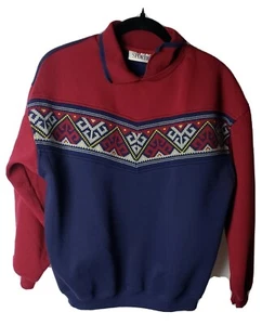 American Sportif Colorblock Azteken Pullover Kragen Herren Medium Vintage - Bild 1 von 9