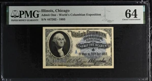 1893 WORLDS COLUMBIAN EXPO TICKET WASHINGTON PMG 64 SEQUENTIAL PAIR - Picture 1 of 4
