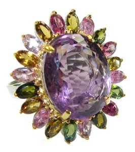 Spectacular 22.5 carat Amethyst Tourmaline .925 Sterling Silver Handcrafted Lar - Picture 1 of 4