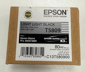 Genuine Epson T5809 Pro 3800 3880 Light Light Black Ink T580900 - Afbeelding 1 van 2