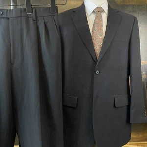 Joseph & Feiss International Trio 40R 32 x 28 100% Wool 2 Piece Black 2Btn Suit - Picture 1 of 13