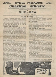 CHARLTON ATHLETIC V CHELSEA ~ 30 DE MARZO DE 1946 ~ LIGA DE FÚTBOL SUR - Imagen 1 de 2