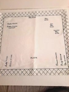 Set of 4 White Placemats w/ Marked Place Settings 18" x 16" - Bild 1 von 7