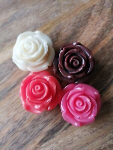 Flower Beads - Roses - Resin - x 4 - Mixed Colours - Sewing/Jewellery Making