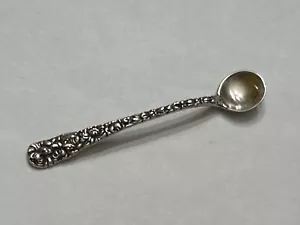Vintage Sterlingsilber Rosenmuster Repousse Salzlöffel 2&7/8" lang - Bild 1 von 6