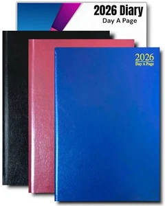 2026 Diary A5 Page A Day Diary Hardback Case Bound Back Cover Organiser Planner - Picture 1 of 23