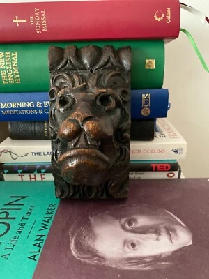 ANTIGUO VICTORIANO TALLADO A MANO MADERA ROBLE CARA DE LEÓN - CARA DE LEÓN TALLA EN MADERA Foto 1 de 4