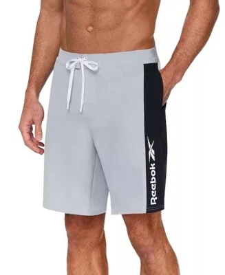 Reebok Hombres 9” Color Block E-Board Pantalones Cortos Talla XL Gris/Negro Traje de Baño de Secado Rápido Foto 1 de 4