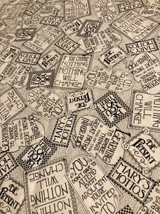 MARY ENGELBREIT QUILTING TREASURES FABRIC, MARY'S MOTTOS 1 &7/8 YDS BLACK/WHITE - Picture 1 of 5
