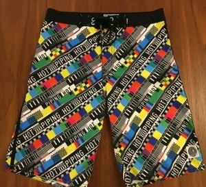 PIPING HOT Boy's Board Surf Beach Pool Fashion Tie Waist TV News Print Shorts 16 - Picture 1 of 5