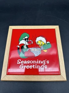 Looney Tunes Sylvester Tweety Bird Ceramic Tile Trivet Christmas Decor 1996 - Picture 1 of 6