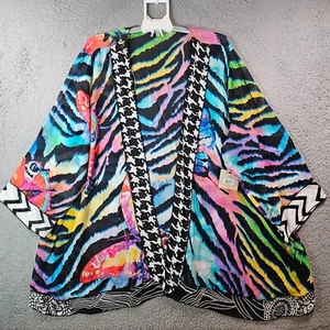 $119 NWT John Mark 2X Open Front Lightweight Cardigan Colorful Butterfly - Picture 1 of 14