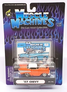 Chevrolet Chevy 1957 Muscle Machines escala 1/64 71161 01-74 - naranja/blanco - Imagen 1 de 5