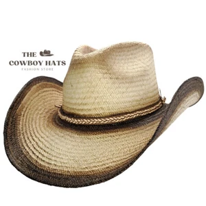 LUKE Beige Straw Cowboy Hat with Dark Brown Accents - Picture 1 of 1