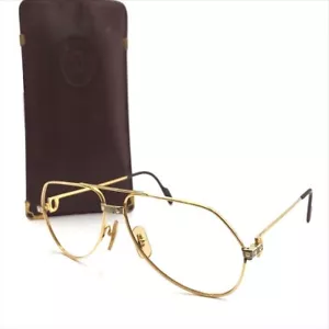 CARTIER Santos Teardrop Glasses Sunglasses Eyewear Gold Only Frame NO LENS - Picture 1 of 8