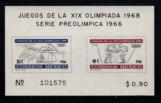 Мексика 19-й Олимпийских игр рекламы в Мехико MNH сувенирный лист - Изображение 1 из 1