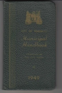 VINTAGE City of Toronto Municipal Handbook 1949 - Canada - RARE - HardCover - Imagen 1 de 3