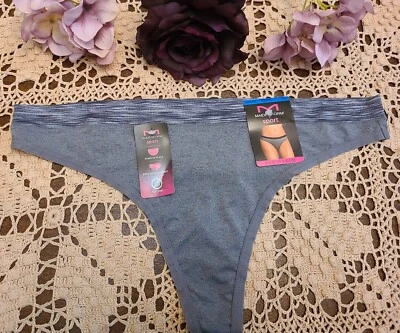 XL/8  Maidenform Logo SPORT Thong Panty Charcoal Heather DMMSMT - NWT - Image 1 of 4
