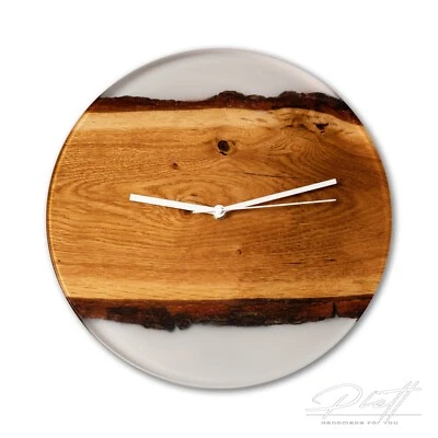 Wanduhr aus Naturholz und Epoxidharz,Handgefertigt,Handmade in Germany ,Geschenk - Bild 1 von 4