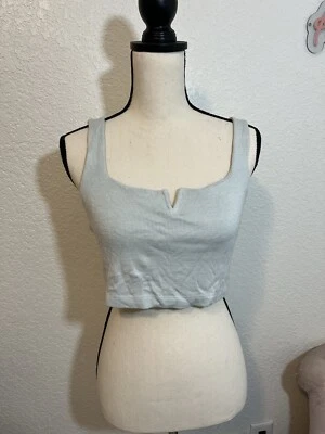 Volcom lived in lounge Lil Knit Top Small Mint Blue Green Crop Cropped Tank  V - Image 1 of 4