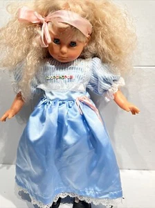Vintage FAMOSA BABY DOLL 21" Made in Spain Blonde Girl BLUE EYES Original Outfit - Picture 1 of 12