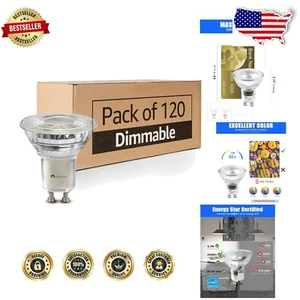 Versatile 120-Pack GU10 LED Light Bulbs - Bright 5000K, Indoor/Outdoor Use - Picture 1 of 8