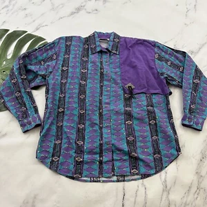 Wind Roper Damen Vintage Western Shirt Größe M lila blau Quaste 90er kastig - Bild 1 von 11