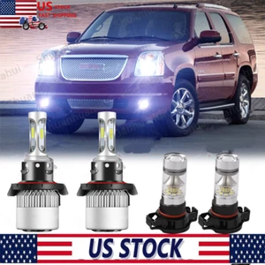 For GMC Yukon 2007-2014 LED Headlights Kit High Low Beam Fog Light White Bulbs - Picture 1 of 12