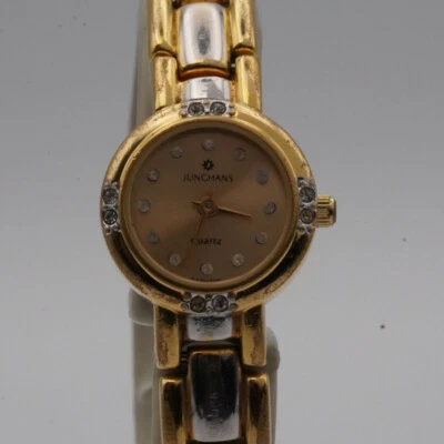 Reloj Junghans Mujer 20MM Acero Chapado Vintage RARO con Correa Acero Cuarzo 2 Foto 1 de 4