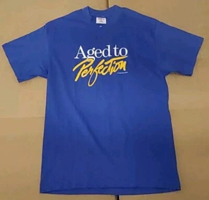 Vtg 90s Aged To Perfection Shirt Men's Blue Single Stitch Funny Size L - Picture 1 of 16