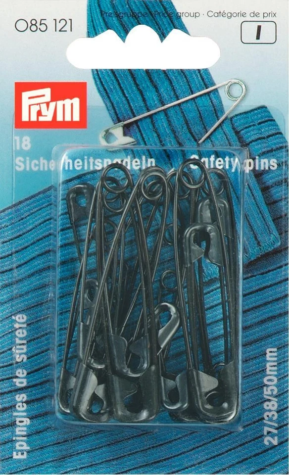 Sicherheitsnadeln ST 27/38/50 mm schwarz, Packung mit 18St, 085121, Prym - Bild 1 von 1